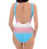 Transgender Pride Ombre Open-back Swimsuit One-piece Swimsuit PRIDE MODE